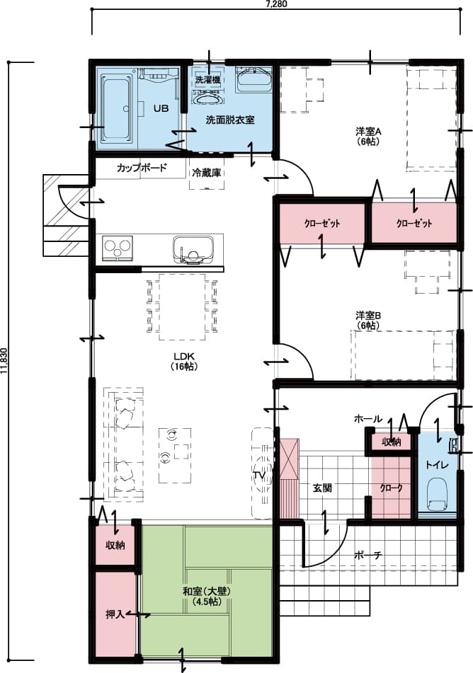 平屋建て間取りプラン