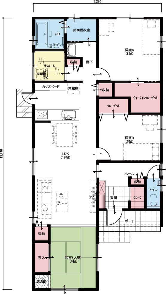 平屋建て間取りプラン